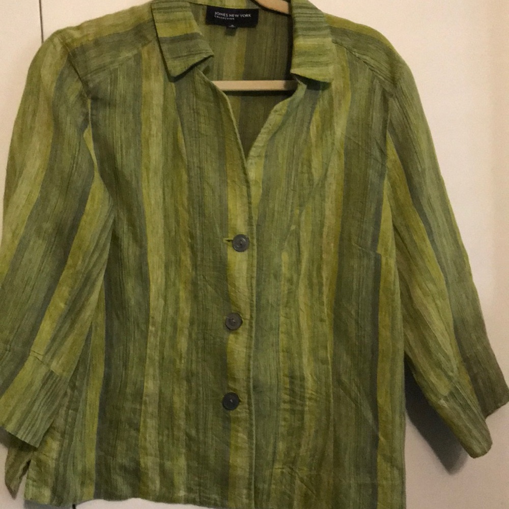 Shades of Green front button blouse